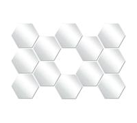 24Pcs Mirror Stickers 46×40mm Self Adhesive Acrylic 23mm Thick Geometric Hexagon Mirror Wall Sticker, DIY Removable 3D Wall Sticker Art Plastic Mirrors Tile for Home Living Room Bedroom Décor