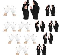 24Pcs Moisturizing Cotton Fingerless Gloves, Cotton Gloves for Eczema, Moisturising Gloves Overnight, Eczema Gloves, Set of 12Pairs (6 Black and 6 White), Ideal for Nighttime Hand Care and Spa Therapy