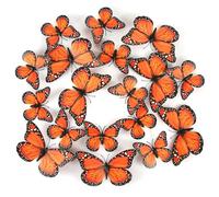 24pcs Monarch Butterfly Magnets, Artificial 3D Butterfly Wall Stickers Decal for Crafts Wall Home Decor Art Room Refrigerator Halloween Birthday Party (Orange)