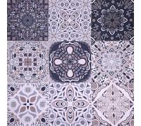 24Pcs Moroccan Style Tile Stickers, Kitchen Bathroom Wall Tile Stickers Peel and Stick on Tile Transfers Covers Decals Self Adhesive Vinyl Waterproof Mosaic Art (15cm x 15cm, 6x6 inches) (Grey)