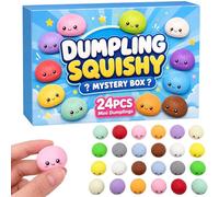 24Pcs Mystery Dumplings Squishy Box, 2026 Dumpling Squishies Advent Calendar with Real Mini Multi-Color Bao Bun, Sensory Squeeze Balls Set for Anxiety Stress Relief, Surprise Holiday Countdowns Gift