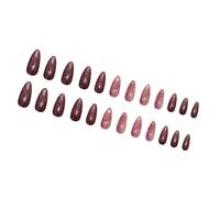 24pcs nail almond press wearing glossy fake stick and French tips for DIY art decoration adhere to fake nails
