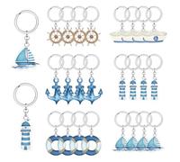 24Pcs Nautical Keychains Sailor Themed Birthday Party Decorations Acrylic Ocean Party Favors Keyrings Rudder Anchor Lighthouse Sailboat Lifebuoy Ship Key Chains for Birthday Party Supplies