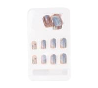 24Pcs New White Daisy Fake Nails Short Simple Detachable Wearable Armor Wearing Reusable False Nails Ballerina Press On Nail Set