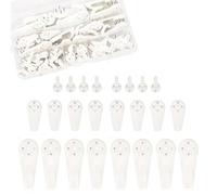 24pcs Non-Trace Picture Hook for Hard Wall, Picture Hanging Kit for Picture Frame Fixing, Assorted Picture Hanger Set for Hardwall Drywall Painting Wedding Photos Mirror, White