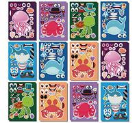 24pcs Ocean Stickers Make a Face Stickers for Kids DIY Jellyfish Octopus Shark Sea Animals Sticker Sheets for Girls Children Ocean Birthday Party Favors Exchange Gifts