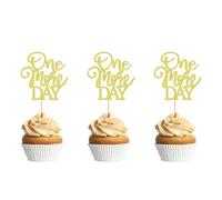24PCS One More Day Cupcake Toppers Glitter Wedding Rehearsal Dinner Cake Toppers Decorations for Wedding Party Bachelorette Party Supplies