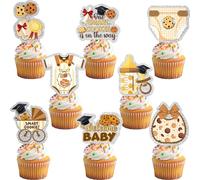 24Pcs One Smart Cookie Baby Shower Cupcake Toppers - Glitter One Smart Cookie Is On The Way Decorations For Birthday Party Cake Décor