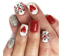 24Pcs Oval Fake Nails Press On Artificial False Glues On Valentine Designs French Tips Gifts Valentine Press On Nail