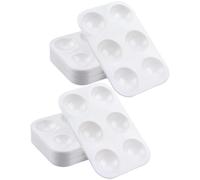 24Pcs Paint Tray Palette, Reusable Plastic Paint Mixing Palette with 6 Wells Plastic Rectangular Mini Painting Pots for Watercolor Gouache Oil Painting Art DIY Crafts School Projects (White 12x8.5cm)