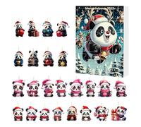 24PCS Panda Christmas Tree Ornaments- 2D Acrylic Hanging Panda Decor, 24-Day Christmas Countdown Calendar, Funny Pandas C-hristmas Tree Pendants, For Home Party Wall Door Car