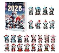 24PCS Panda Christmas Tree Ornaments- 2D Acrylic Hanging Panda Decor, 24-Day Christmas Countdown Calendar, Cute Pandas C-hristmas Tree Pendants, For Home Party Wall Door Car
