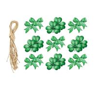 24Pcs Patricks Day Gift Tagged Shamrocks Bowknot Hanging Ornaments Paper Labels Decorative Irish Tagged for Tree Decors Shamrock Hanging Labels
