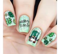 24Pcs Patrick's Day Short Press On Nails Green Shamrock Designs Full Covers False Nails Manicure Nails Art Or Women