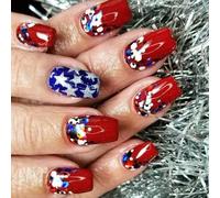 24Pcs Patriotic Pattern for Independence Day Full Covers Artificial Acrylic Manicure Decors Acrylic False Nail