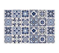 24PCS Peel and Stick Tile Blue Moroccan Style Self Adhesive Waterproof Tile Stickers for Kitchen Bathroom 4x4 Inch