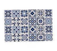24Pcs Peel and Stick Tile Stickers, Blue Moroccan StylePeel and Stick Wall Tiles, Sticker Waterproof PVC Reusable Peel and Stick Backsplash for Kitchen Bathroom Home, 6x6