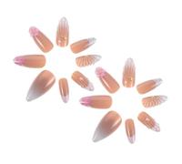24pcs Pink 3d Flower Press on Nails Full Cover Plastic Tips