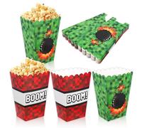 24pcs Pixel Popcorn Boxes, 5.12x3.54x1.77in/13x9x4.5cm Video Game Theme Popcorn Boxes for Snack Candy Food Containers Pixel Party Favors for Kids Home Movie Theater (2 Style)