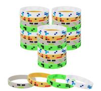 24pcs Pixel Silicone Bracelets, 4 Styles Pixel Miner Theme Party Favors Video Game Wristbands Birthday Party Supplies Decorations for Women Men Adults Gamer Gifts