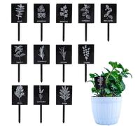 24pcs Plant Label Signs with Printed Name, 10cm/4in Thickened Acrylic Herb Markers Waterproof Plant Stake Tags for Indoor Outdoor Garden Potted Plants Seedlings Greenhouse (Black, 12 Styles)