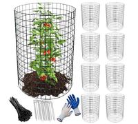 24pcs Plant Protectors from Animals, 24"x 12" Chicken Wire Clothe, Garden Plant Cloche with Stakes and Cable Ties, Metal Plant Cages for Plants, Vegetables, Flowers