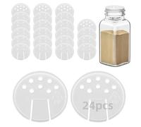 24Pcs Plastic Adapters for 4oz Glass Spice Jars,White Spice Caps -Special 2-in-1 shaker lid for jars Pour and Shake style with seal (24)