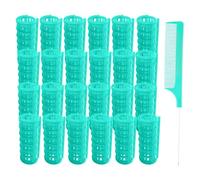 24PCS Plastic Hair Rollers Set 2.0cm/0.8in Heatless Rollers Hair Curlers Snap on Rollers Self Grip Rollers Hairdressing Curlers Tools for DIY Hairdressing Hair Salon (Green)