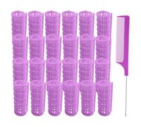 24PCS Plastic Hair Rollers Set 2.0cm/0.8in Heatless Rollers Hair Curlers Snap on Rollers Self Grip Rollers Hairdressing Curlers Tools for DIY Hairdressing Hair Salon (Purple)