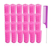 24PCS Plastic Hair Rollers Set 2.0cm/0.8in Heatless Rollers Hair Curlers Snap on Rollers Self Grip Rollers Hairdressing Curlers Tools for DIY Hairdressing Hair Salon (Pink)