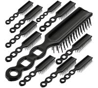 24pcs Plastic Massage Hair Combs for Detangling Straight Hair | Black Individual Packs, Rounded Ball-tipped Teeth and Vented Curved Handle, for Hotel Amenities and Post-gym Grooming