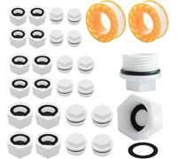 24Pcs Plastic Plug Cap, Water Pipe Hex Thread Plugs Set, 1’’ 1/2’’ 3/4’’ Male and Female Blanking Cap for Washing Machine, Decorators Plugs Radiator for Washing Machine Faucet Hose