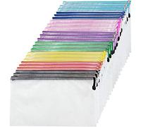 24PCS Plastic Wallets - A4 Plastic Folders Zip Wallet Ziplock Bags Zip Folder Zipper Bag (8 Colours)