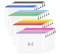 24PCS Plastic Wallets Folders A4 Zip Wallet - Plastic Wallet A4 Zip Lock Bags Document Folder Extra Thick Mesh Zipper Bag for Office School Home Travel Storage