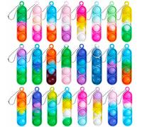 24PCS Pop Popit Poppets ADHD Fidget Toys for Kids - Anxiety Relief Kids' Party Favours - Fidget Keyring Party Bag Toys - Gifts for Students from Teachers