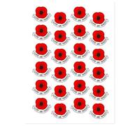 24Pcs Poppy Stickers, Red Poppies Paper Labels, Lest We Forget Remembrance Day Poppy Flower Stickers Tribute for Anzac Day, Armistice Day