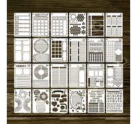 24Pcs Practical Journal Stencils Washable Drawing Template for Time Saving Planner for Notebook Diary Scrapbook 5x7 Productivity Stencil Set Dotted Journal Time Saving Planner Kids Adults
