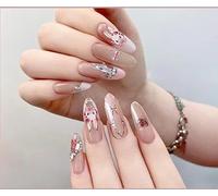 24pcs Pre-Recorded Nails with Rhinestones and Glitter Butterfly with Glue, Durable and Reusable (X106, Muticolor)