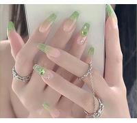 24pcs Pre-Recorded Nails with Rhinestones and Glitter Butterfly, with Glue, Durable and Reusable (Y50, Muticolor)