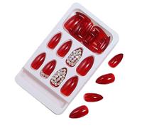24pcs Press On Nails Almond False Nails With Rhinestones Designs Nails Accesories Elegant Stick On Nails For Women