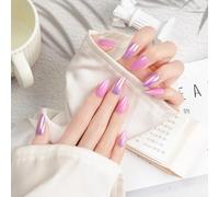 24PCS Press On Nails - Almond Shape Wearable Nail Tips with Adhesive Tabs, Reusable Gel Matte Glossy Glitter Laser Fake Nails