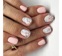 24Pcs Press On Nails French Tip Square Nails Tips Designs Fake Artificial Acrylic Full Covers False Acrylic Glues On Nail For Women Clear