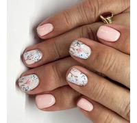 24Pcs Press On Nails French Tip Square Nails Tips Designs Fake Nails Artificial Acrylic Nails Full Covers False Nails