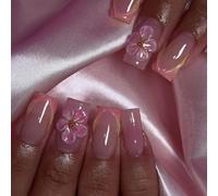 24Pcs Press on Nails French Tip Square Nails Tips Full Covers False Nails