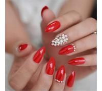 24pcs Press On Nails Glittering Acrylic Nails Almond Glossy False Full Covers Stick On For Various Occasion Stick Nail