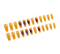 24Pcs Press On Nails Long False Coffin Artificial With Flower Designs Stick On Manicure For Women Artificial Nail