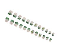24Pcs Press On Nails Short Square Stick On Nails Women Girls Patrick's Day Manicure Set Party Nails Decoration