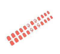 24Pcs Press On Nails Spring Artificial Nails Glossy Short Square False Nails With Sweet Floral Designs Manicures