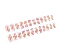 24Pcs Press On Nails Square Glues On Nails French Fake Nails Designs False Nails Artificial Nails Gifts For Women Girls
