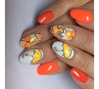 24Pcs Press On Nails Tips European Type Winter Leaf Short Oval Form Artificial Fingernails With Luster Coating Faux Nail